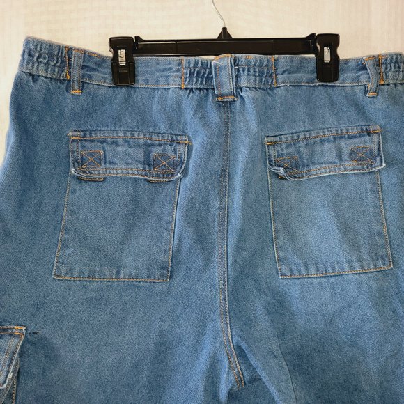 Tri Wasit Comfort System Men 38 Cargo Medium Wash Casual Denim Blue Jean Shorts - Picture 7 of 9